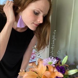 Tassel Drop Earrings in Medium Lavender Color